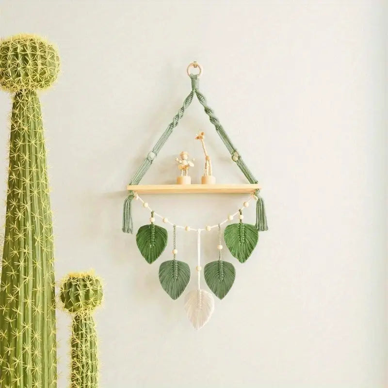 Chic Nordic-Inspired Handwoven Leaf Tapestry