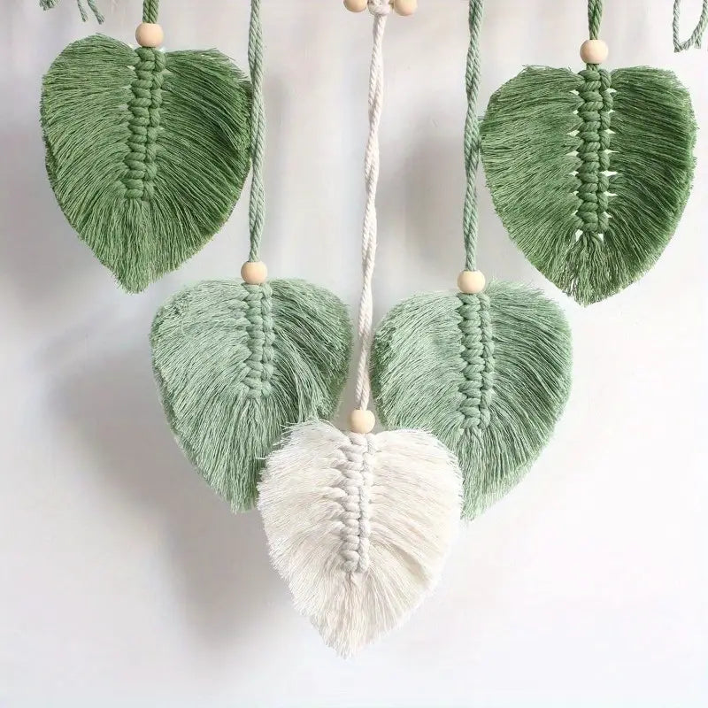 Chic Nordic-Inspired Handwoven Leaf Tapestry