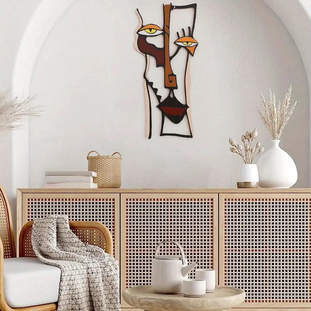 1Pc Art Deco Style Abstract Face Wall Hanging Ornament