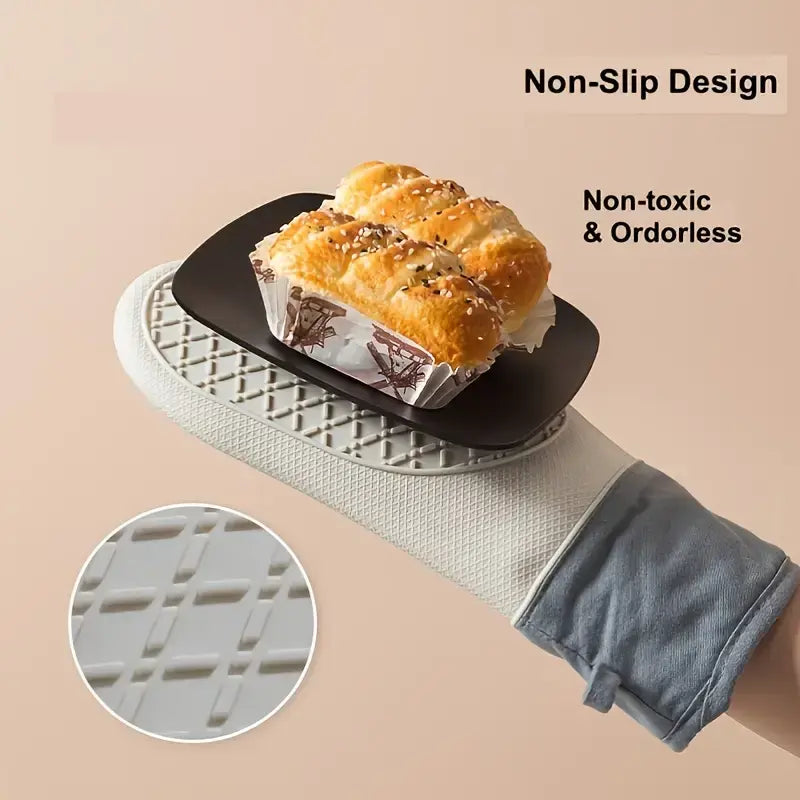 Versatile Silicone Kitchen Gloves - Heat Resistant, Waterproof & Non-Stick