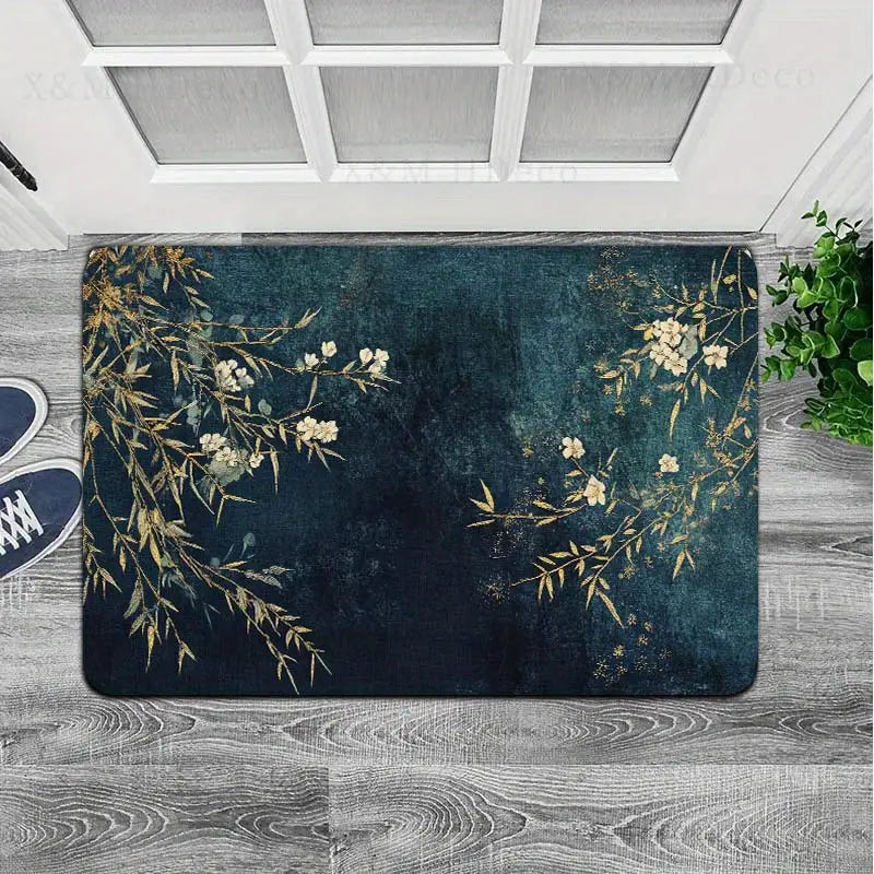 Elegant Rug with Floral and Branch Design - Machine Washable