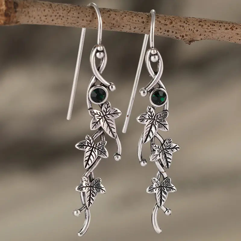Silver Ivy Leaf Earrings - Elf Plant Jewelry