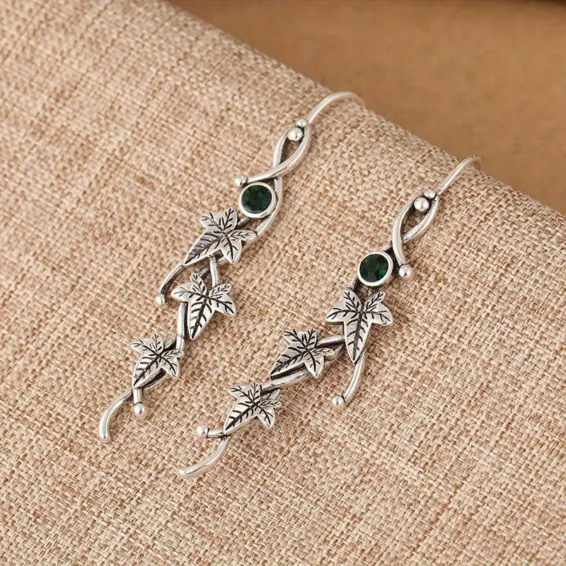 Silver Ivy Leaf Earrings - Elf Plant Jewelry