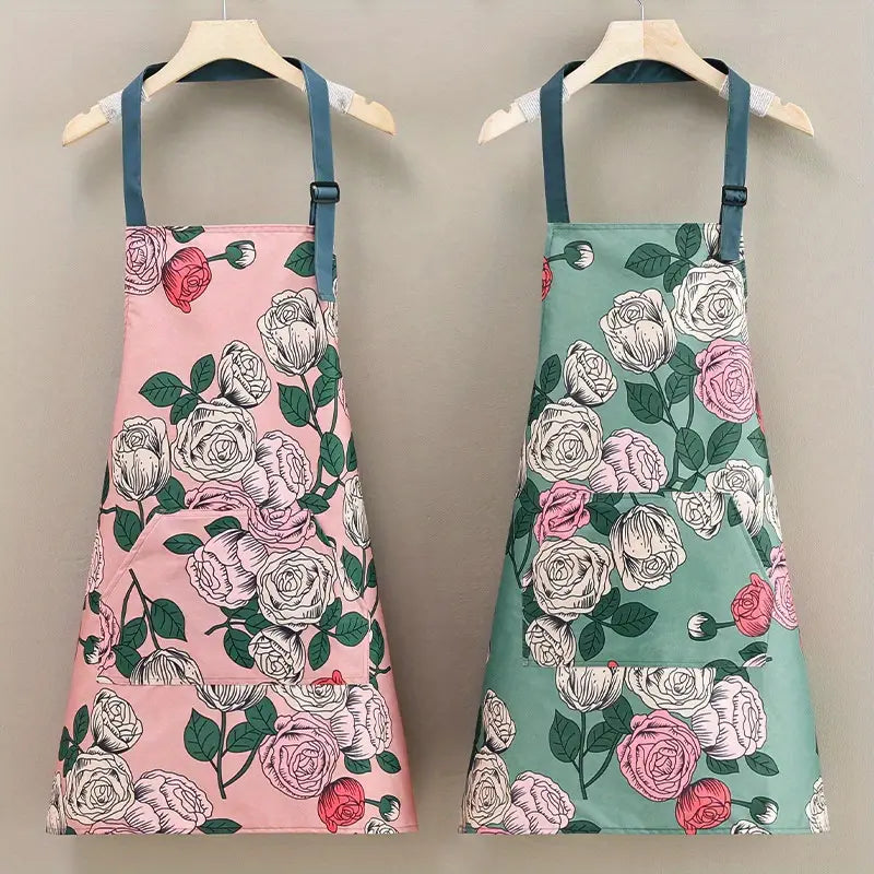 Chic Waterproof Apron with Adjustable Large Pocket