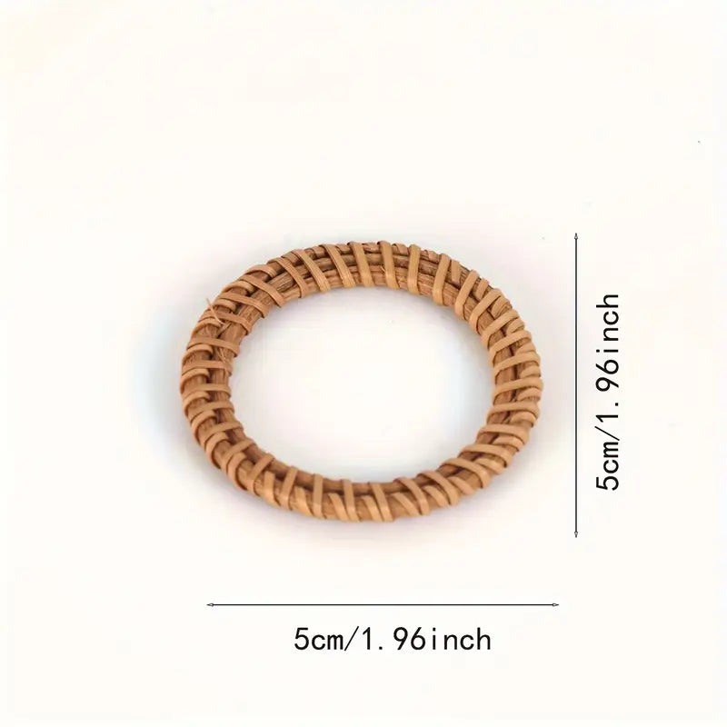 6-Pack Bohemian Rattan Woven Napkin Rings