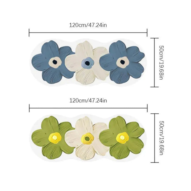Fluffy Area Rug: Striped Flower, Non-Slip, Washable Polyester Carpet