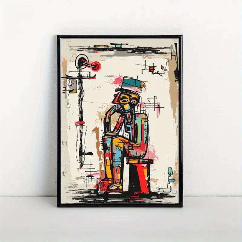 Canvasprint van een inspirerende denker – moderne geometrische inktmuurkunst voor thuis en kantoor