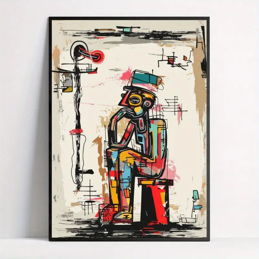 Impression sur toile « Inspirational Thinker » – Décoration murale géométrique moderne à l'encre pour la maison et le bureau