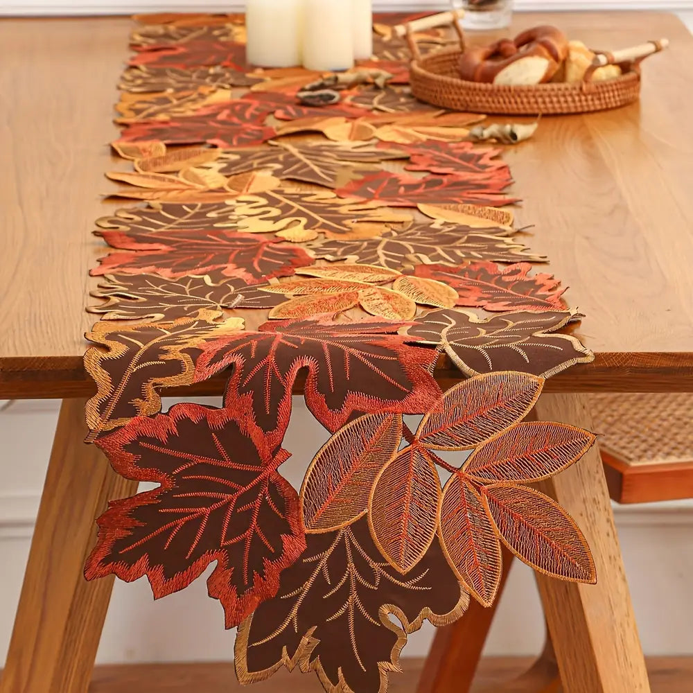 Autumn Leaves Table Runner Non-woven Fabric for Holiday Decor