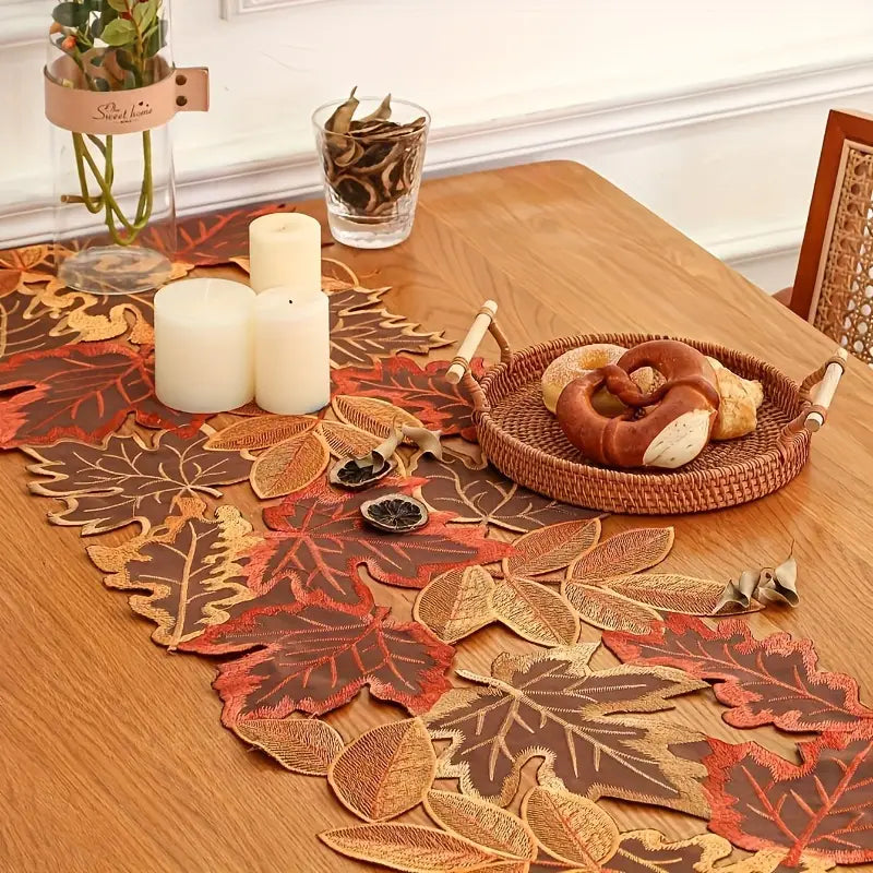 Autumn Leaves Table Runner Non-woven Fabric for Holiday Decor
