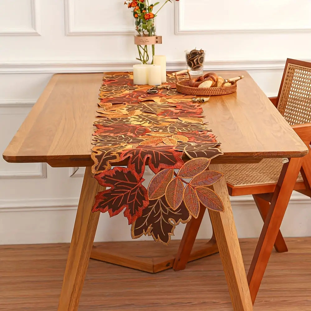 Autumn Leaves Table Runner Non-woven Fabric for Holiday Decor