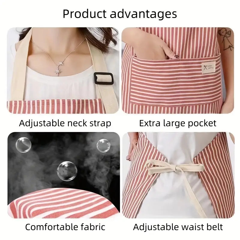 1pc Durable Striped Apron for Kitchen and Home Use