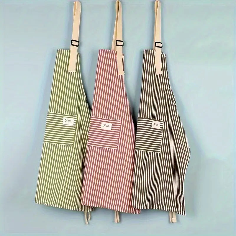 1pc Durable Striped Apron for Kitchen and Home Use