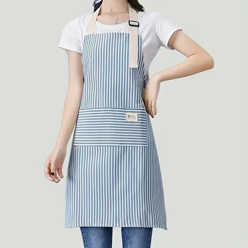 1pc Durable Striped Apron for Kitchen and Home Use