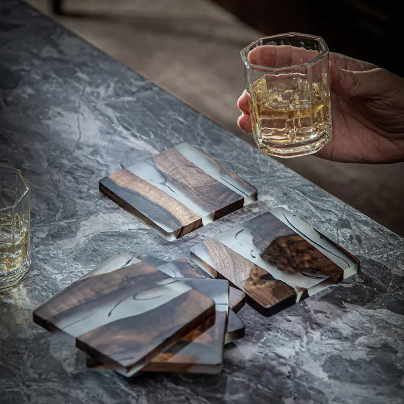 1pc, Natural, Elegant Walnut Wood Coaster