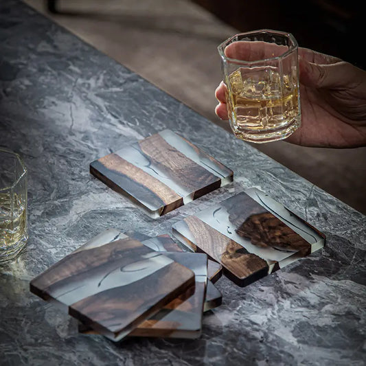 1pc, Natural, Elegant Walnut Wood Coaster