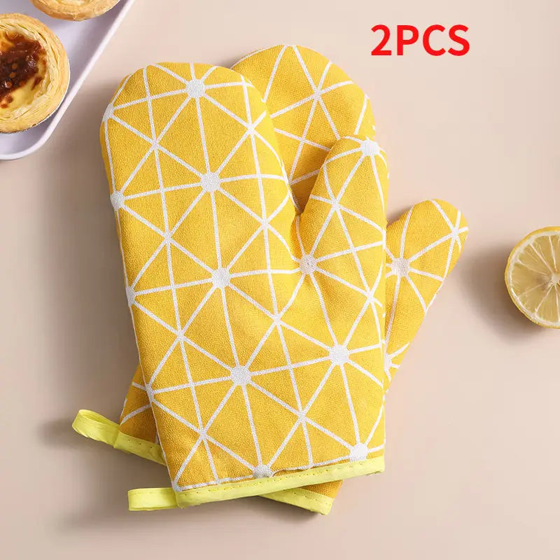 2pcs Oven Mitts, Heat Resistant Non-Slip Microwave Baking Gloves with Hanging Loop