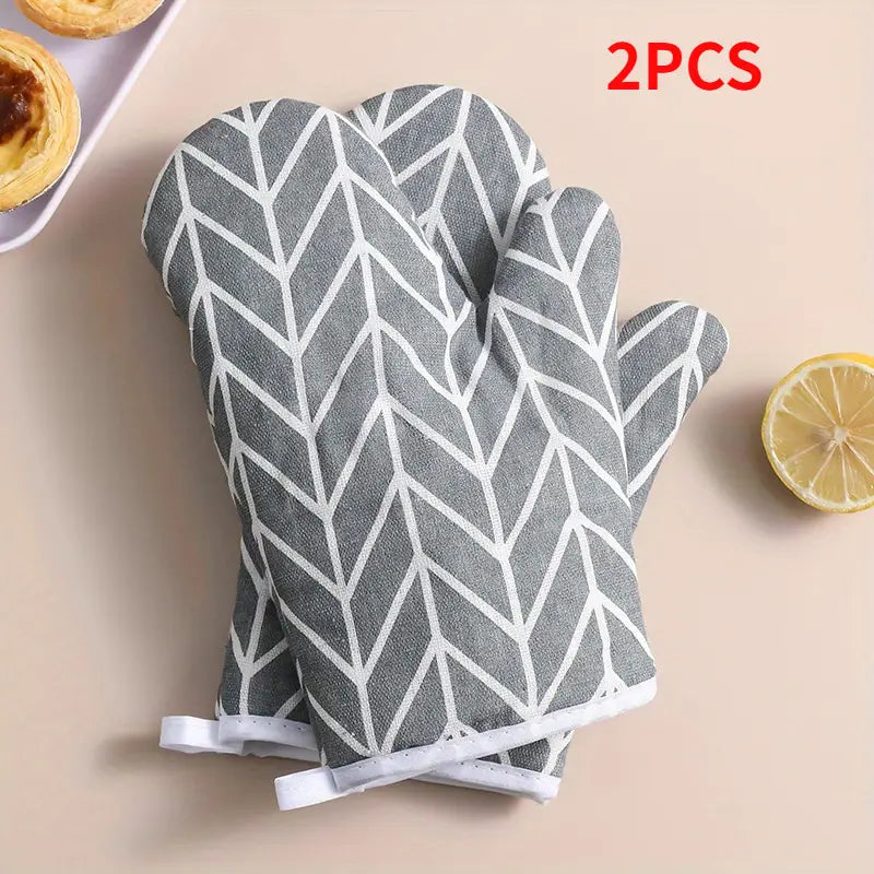 2pcs Oven Mitts, Heat Resistant Non-Slip Microwave Baking Gloves with Hanging Loop