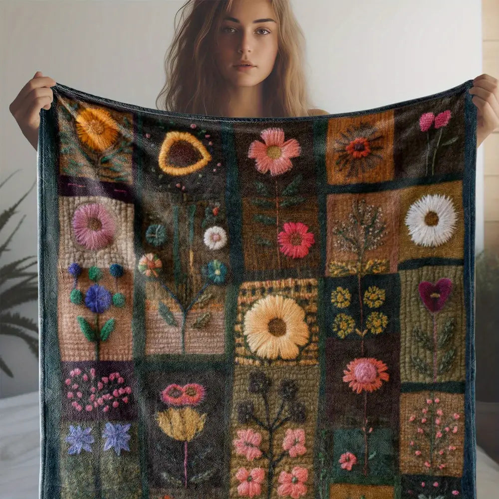 Cozy Vintage Floral Plaid Flannel Throw Blanket - Soft, Warm & Versatile