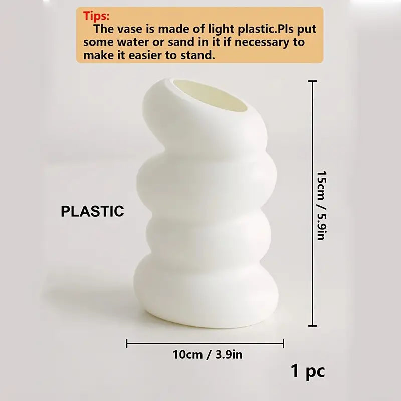 1pc Chic Spiral White Vase - Nordic-Inspired