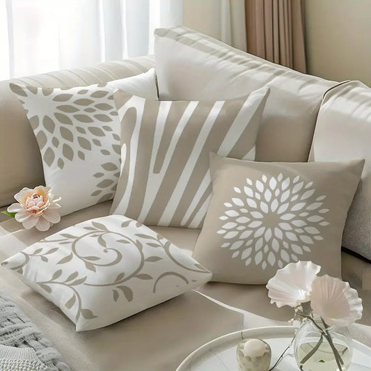 Lot de 4 housses de coussin contemporaines – 45 x 45 cm, motifs géométriques, pour la maison et les cadeaux