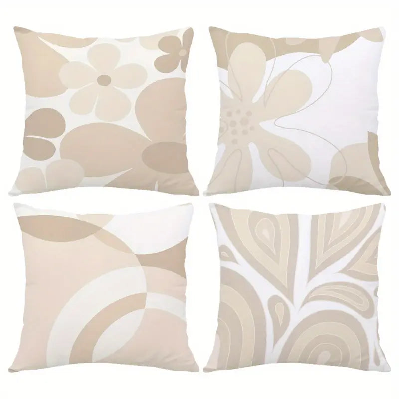 Lot de 4 housses de coussin géométriques en polyester avec fermeture éclair, 45 x 45 cm, pour la maison