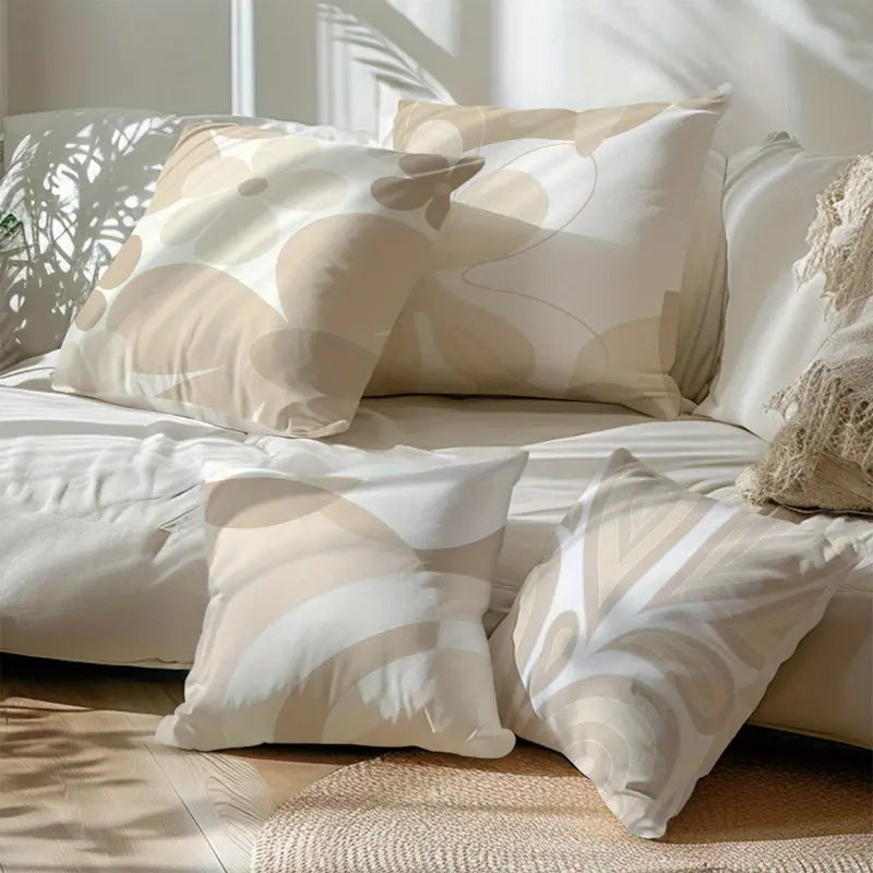 Lot de 4 housses de coussin géométriques en polyester avec fermeture éclair, 45 x 45 cm, pour la maison