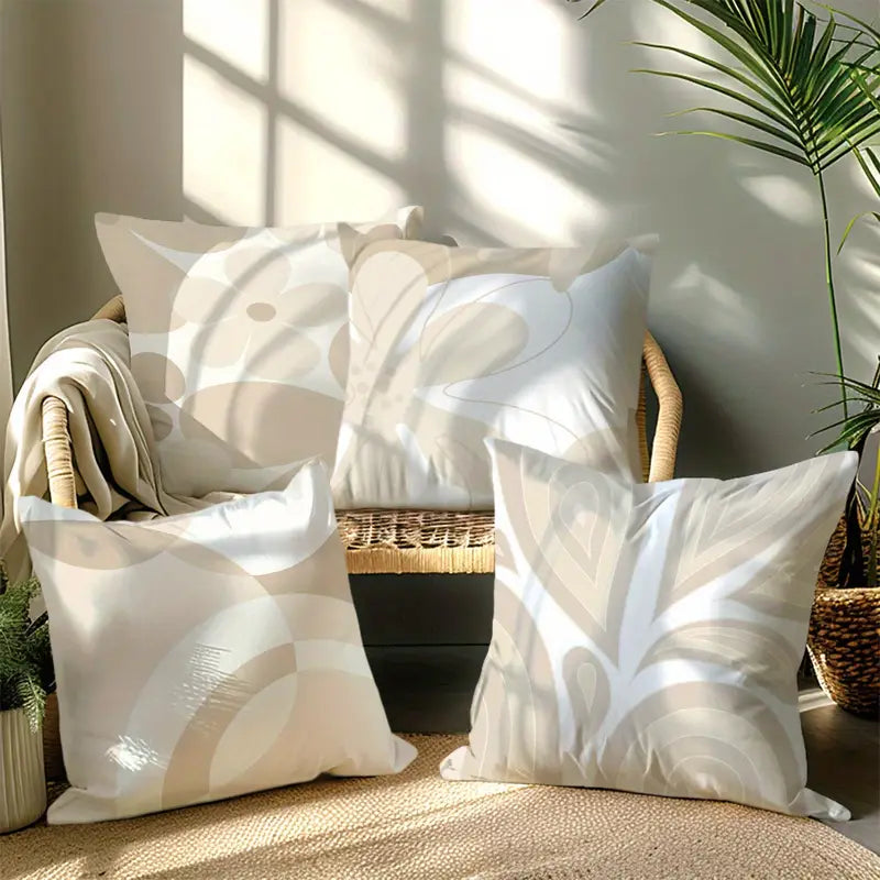 Lot de 4 housses de coussin géométriques en polyester avec fermeture éclair, 45 x 45 cm, pour la maison