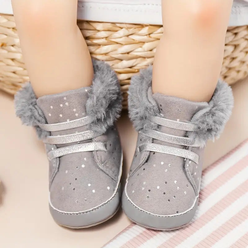 Warm Fleece Baby Booties | PU Leather High Ankle Shoes for Newborns & Toddlers