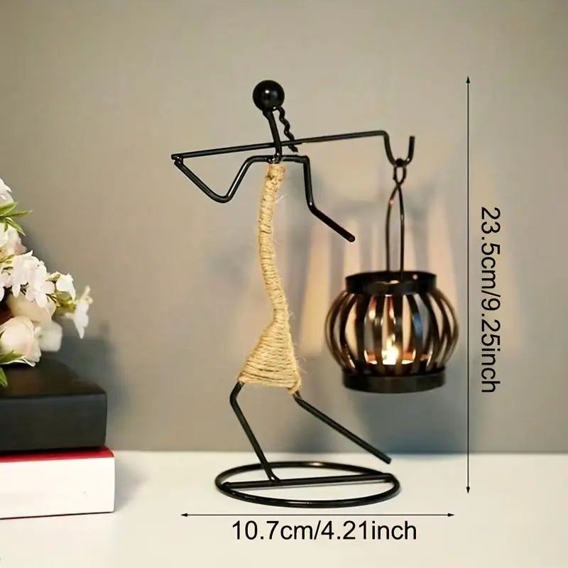 1pc Metal Shaped Candle Holder With A Lady Character Design