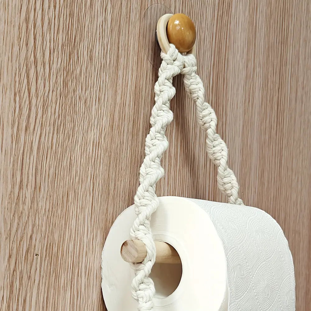 1pc Bohemian Hand-woven Wall-mounted Roll Paper Rack