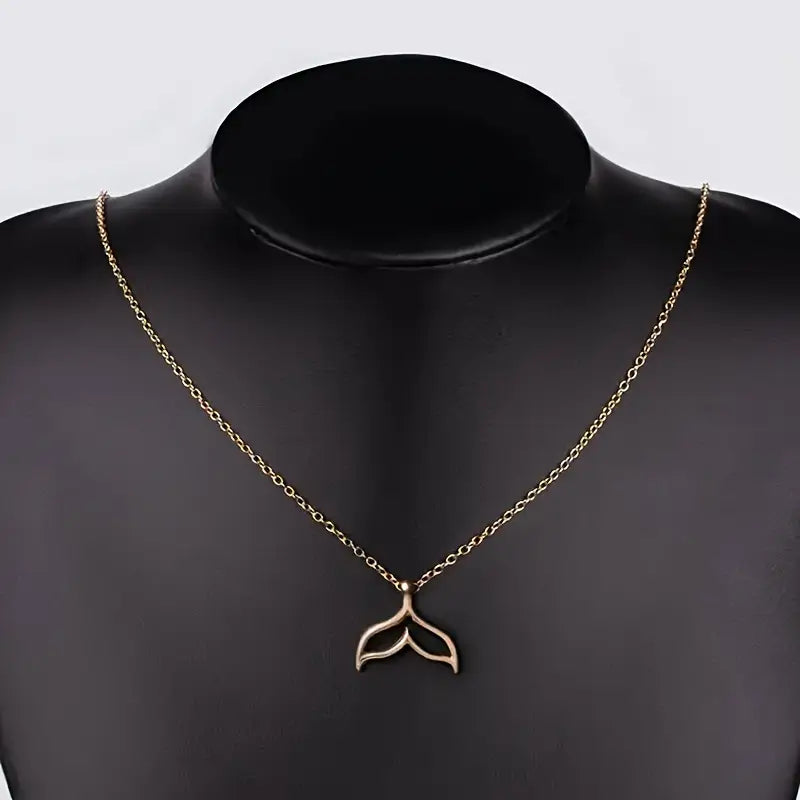 14K Gold Fish Tail Necklace - Elegant Pendant Jewelry