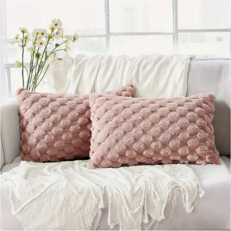 Lot de 2 housses de coussin style bohème chic – Douces et moelleuses, style ferme, pour canapé et chambre