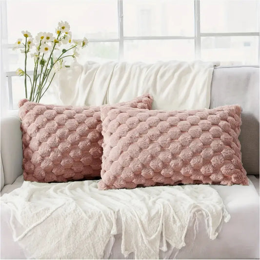 Lot de 2 housses de coussin style bohème chic – Douces et moelleuses, style ferme, pour canapé et chambre