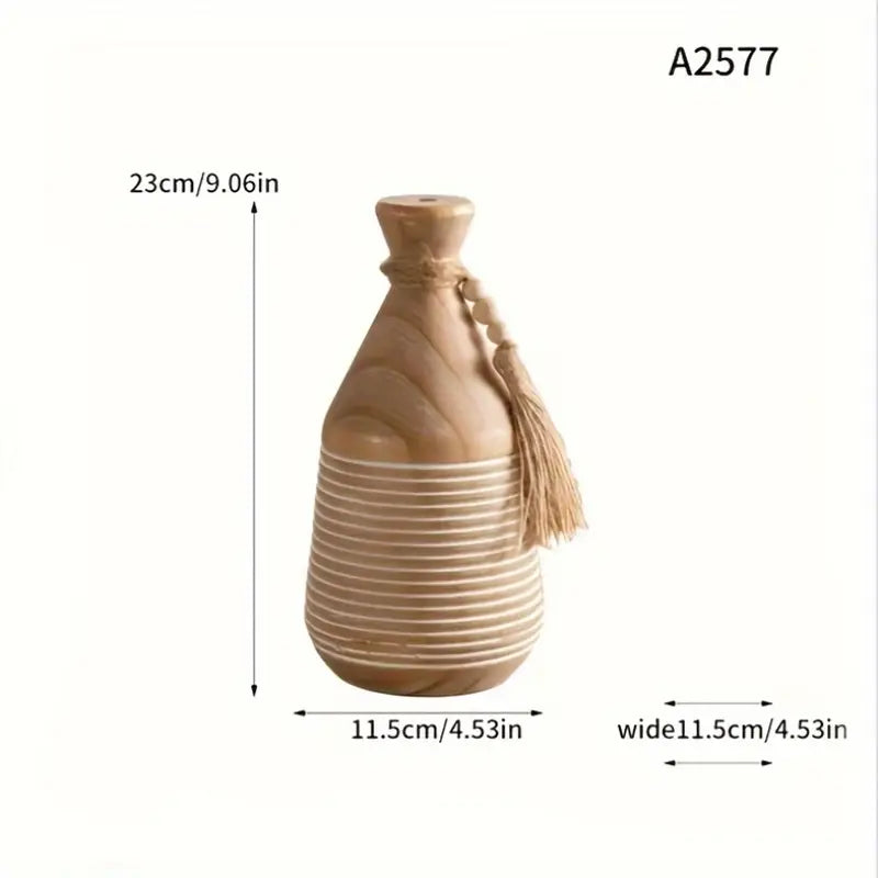 Solid Wood Vase Tassel - Chinese Style Home Decor Living Room Bedroom