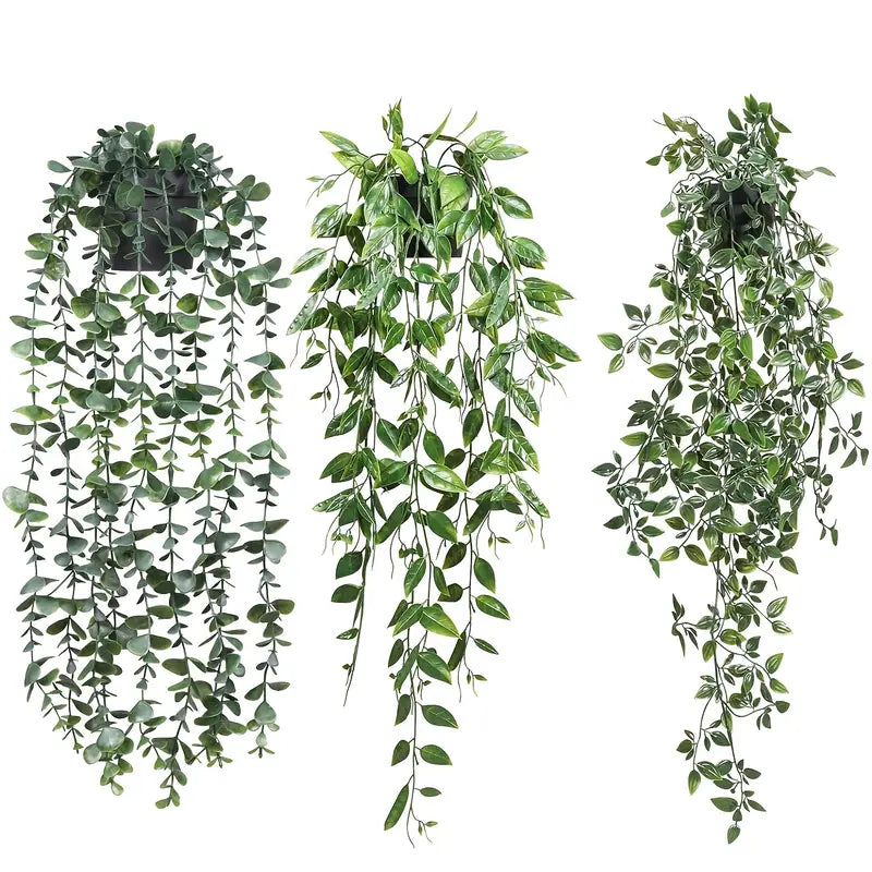 Artificial Hanging Plants 3-Pack - Indoor Greenery Decor