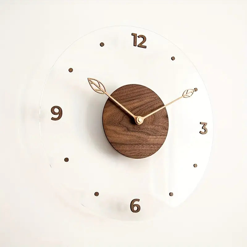 Acrylic Wooden Wall Clock - Silent, Modern Home Decor