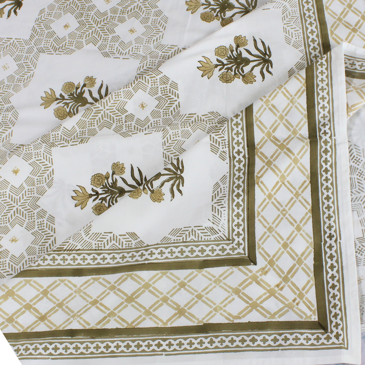 Bedsheet | Handblock Cotton Garden Print | Set of 3
