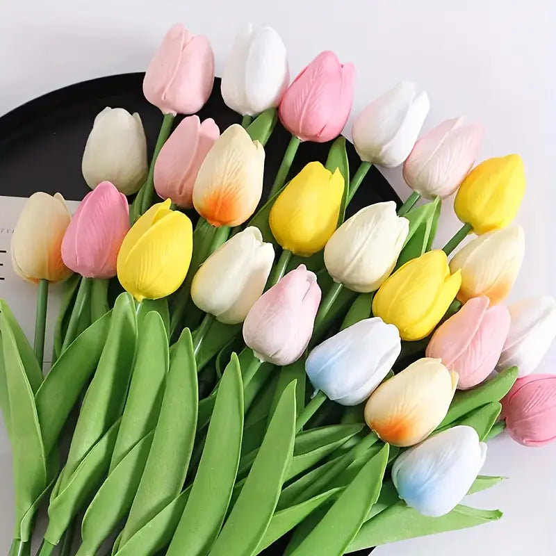 6 tulipes artificielles réalistes – Décoration de mariage et d'intérieur à faire soi-même pour fêtes et jardins