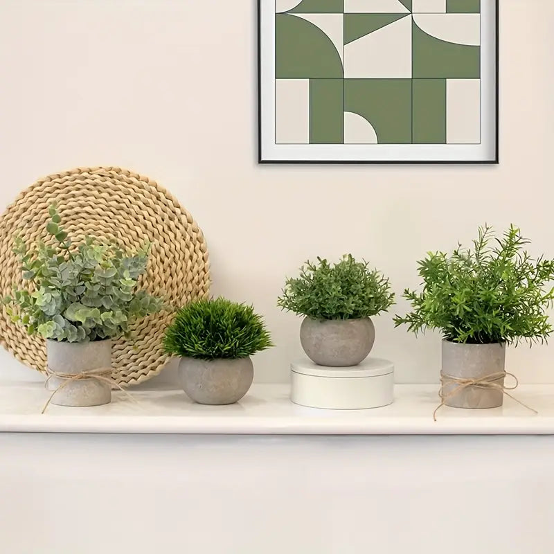 Artificial Plant Set - Small Faux Eucalyptus Rosemary Decor