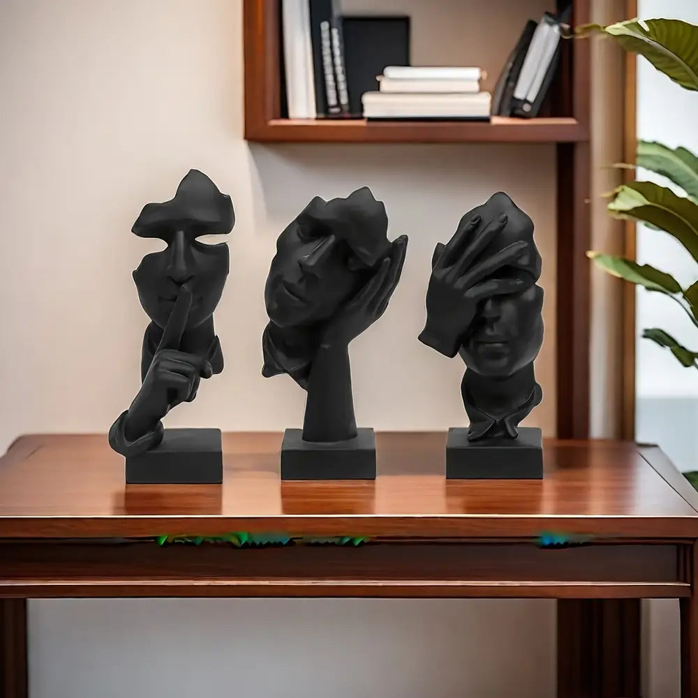 3pcs set of abstract facial decoration resin handicraft ornaments