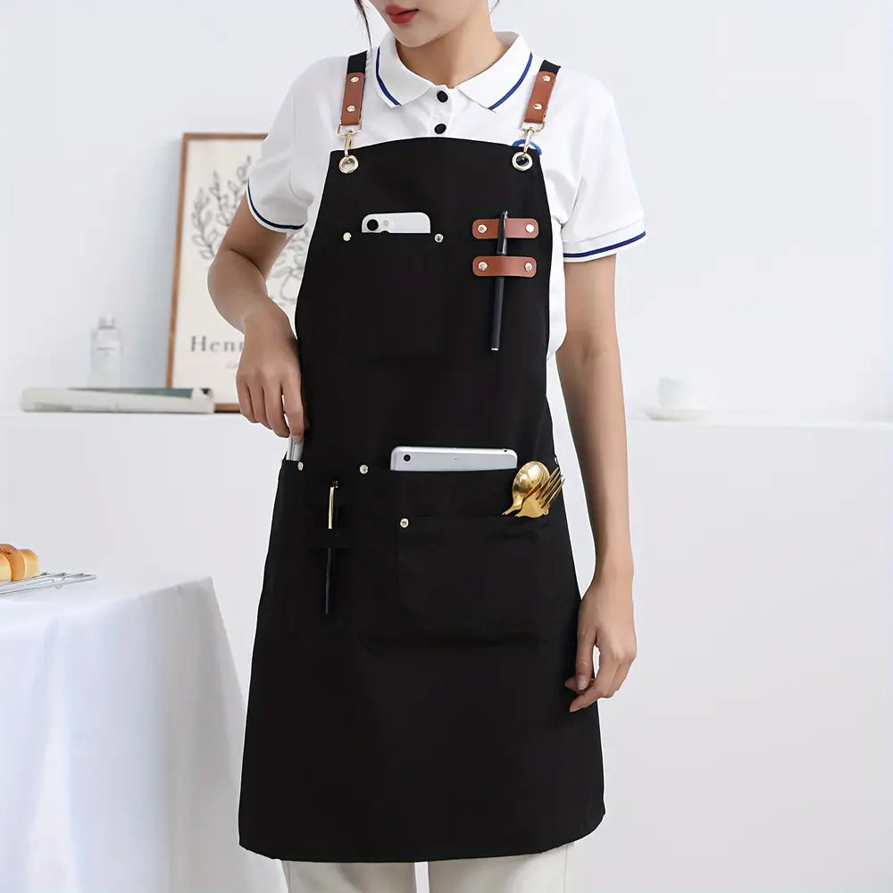 Tablier imperméable en toile de haute qualité au design moderne avec quatre poches