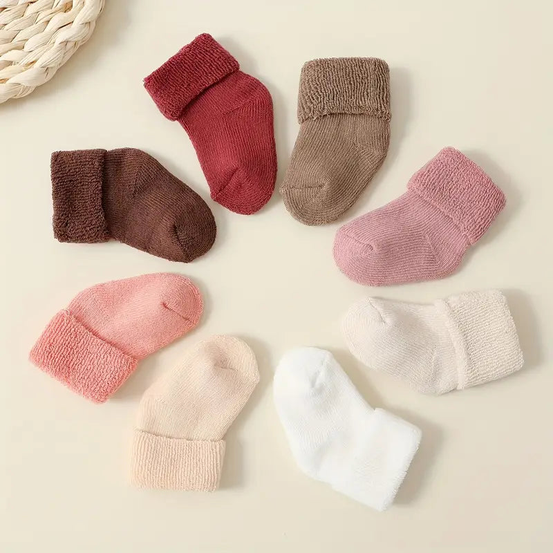 4-8 Pairs Cozy Cotton Crew Socks | Warm & Thick Winter Socks for Boys & Girls