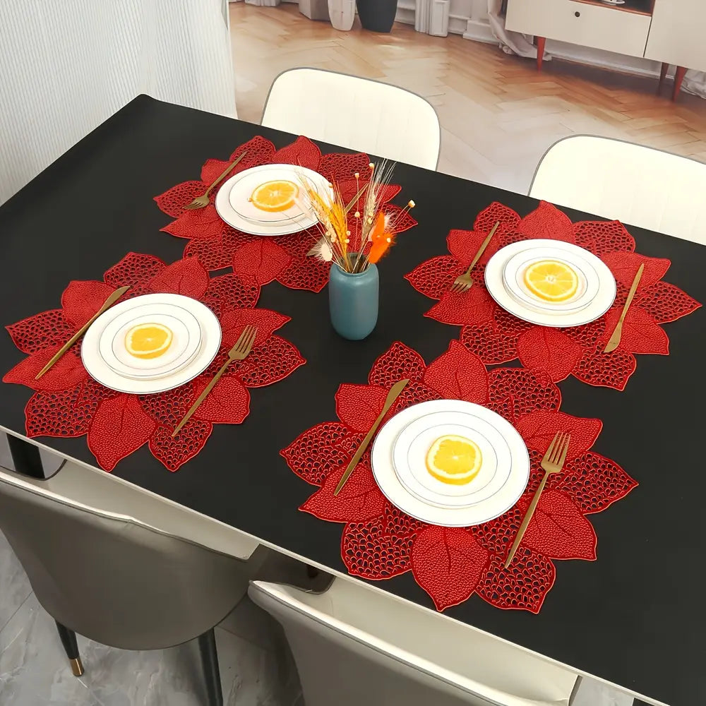 4/6/8pcs Christmas Lotus Table Mats