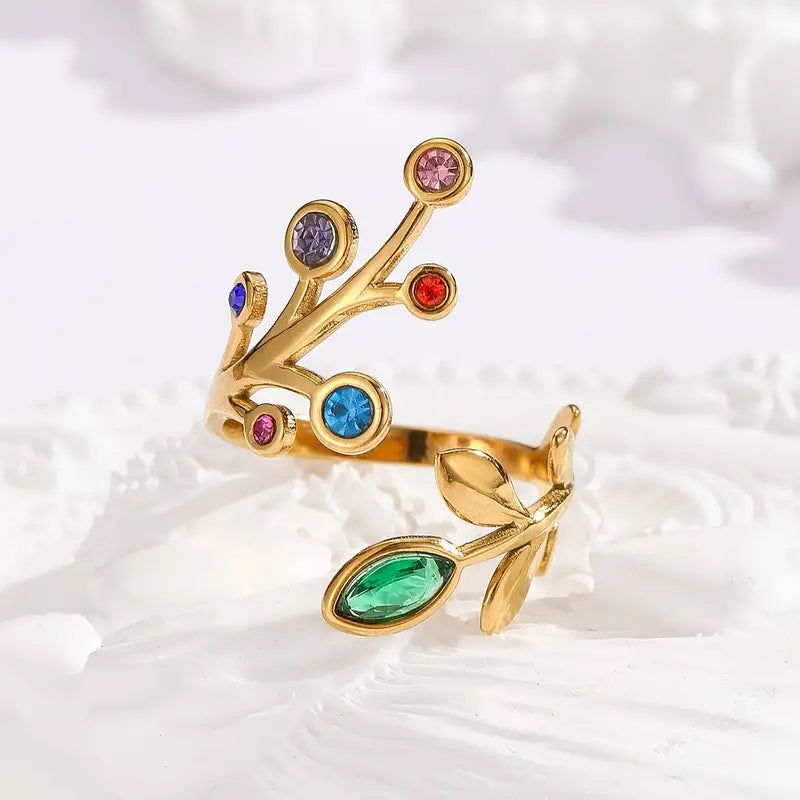 Vintage Rhinestone Ring - Adjustable Open Band Jewelry