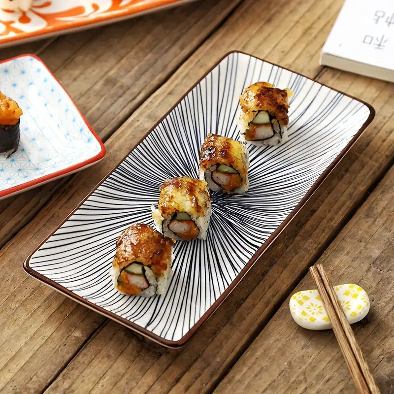 2PCS 9.8-Inch Dinner Plates – Ceramic Serving Plates for Sushi & Dumplings