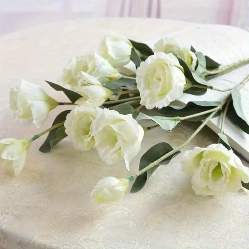 Bouquet de fleurs en soie 4 pièces – 4 têtes réalistes pour la décoration de la maison et du mariage