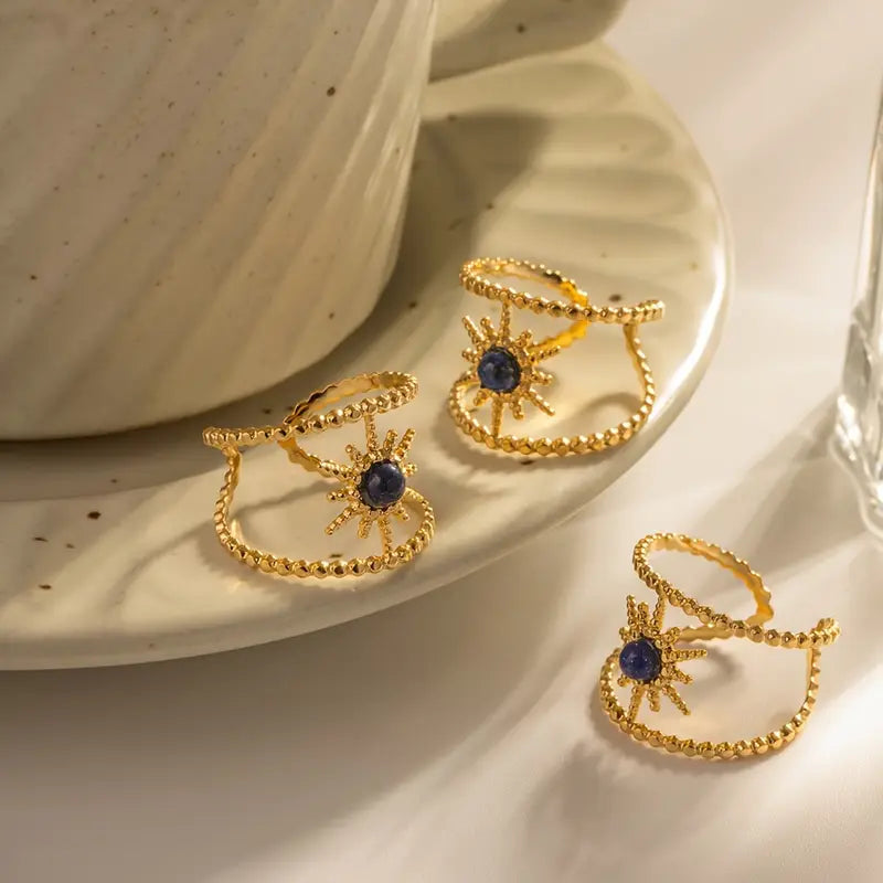 18K Gold Plated Spiked Ring - Stainless Steel Gift Jewelry