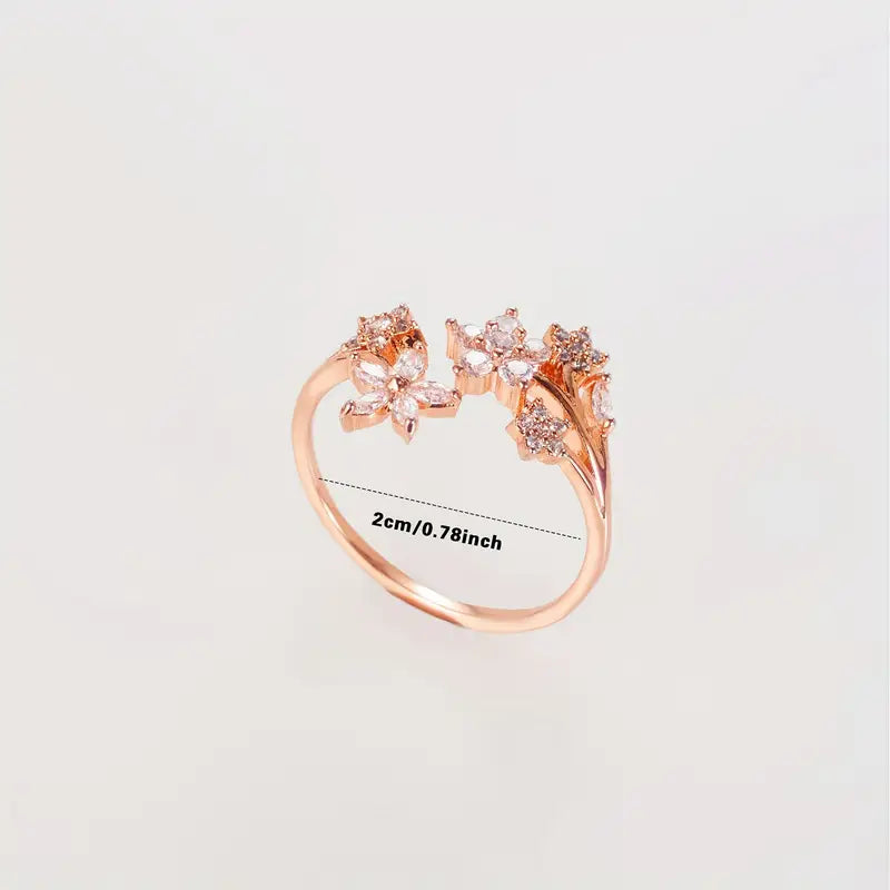 Adjustable Zirconia Ring - Women's Elegant Casual Jewelry