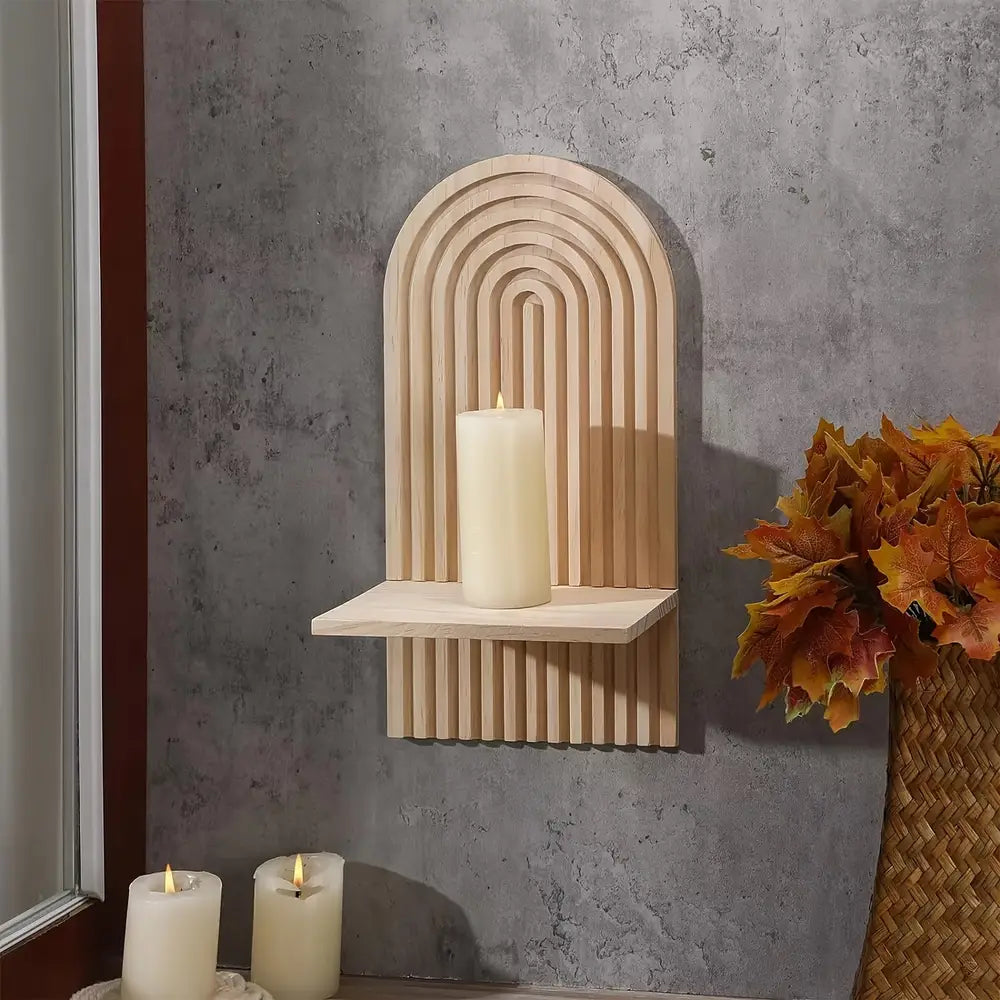 1pc Bohemian Wooden Sun & Rainbow Arch Wall Shelf